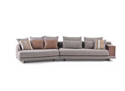 5-Seater Massive Living room Fabric Sofa Gray Elegant Modern Design